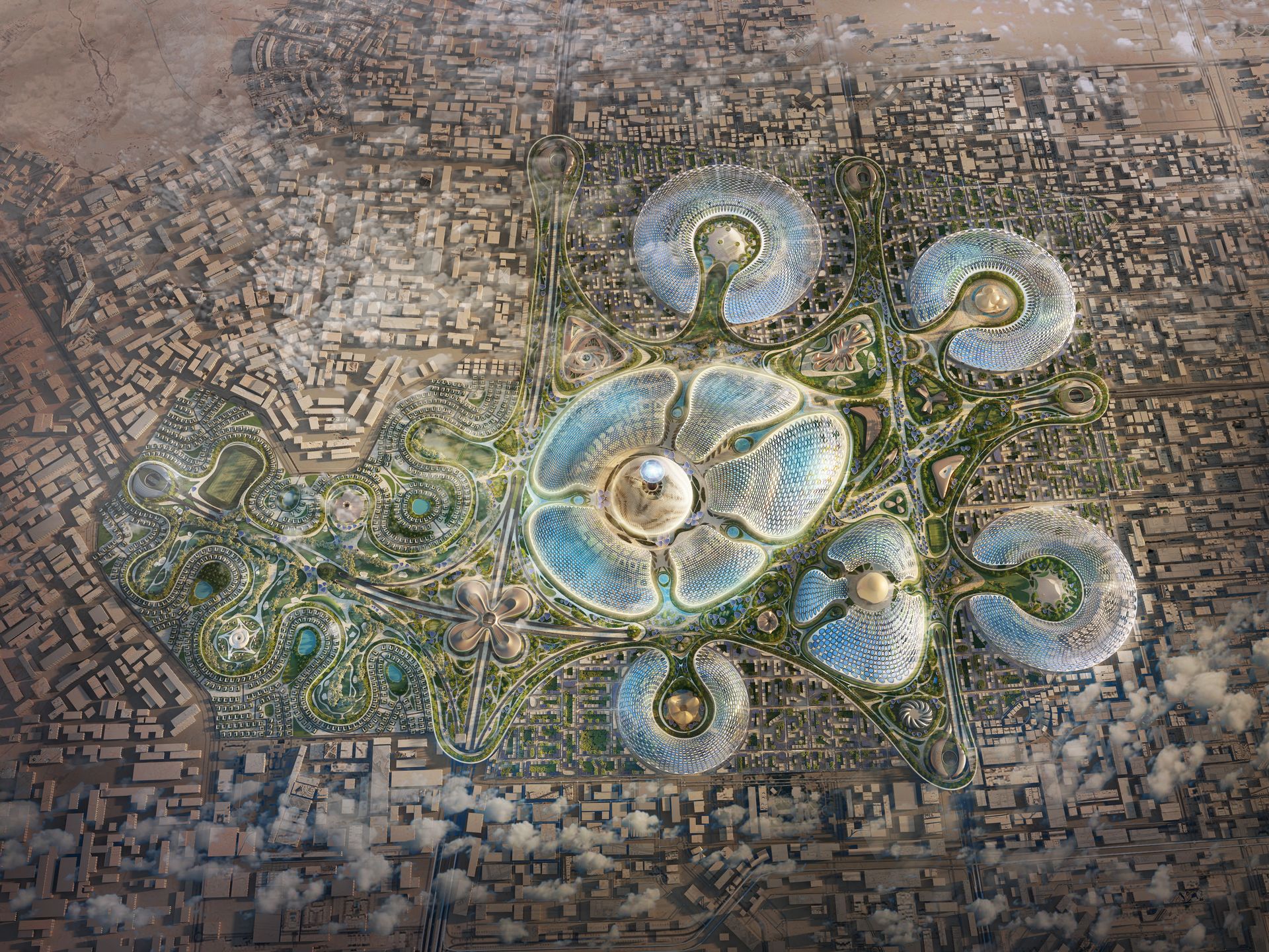 Concentric Ripple City — masterplan view 1